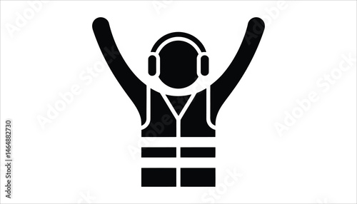 Airport Ground Crew Icon – Worker in Safety Vest Vector Silhouette