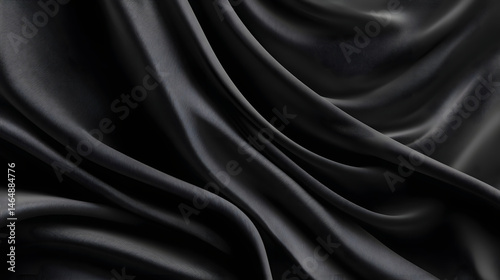 Abstract background black luxury cloth or liquid wave or wavy folds of grunge silk texture satin velvet material or elegant wallpaper design, background photo