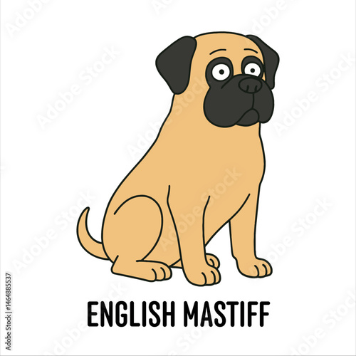 Vector Cartoon Character Illustration English Mastiff Dog Breed