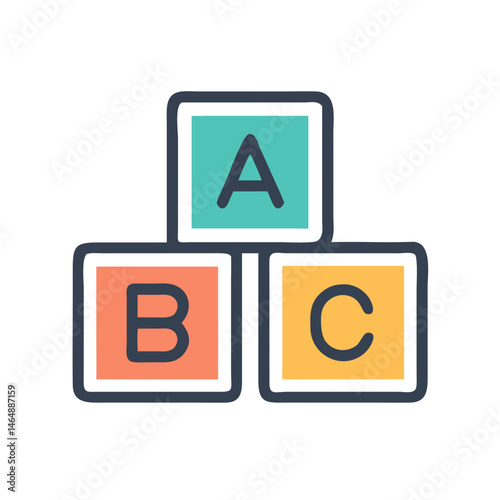 Alphabet Blocks Educational Learning Icon Design