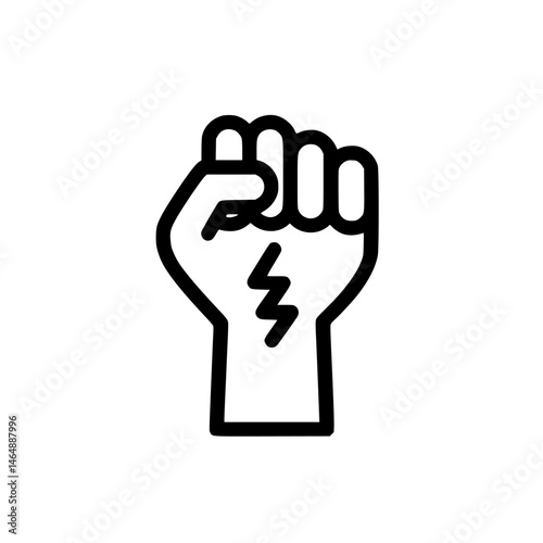 Symbol of resistance and empowerment illustrated as a fist with lightning bolt, representing strength and determination