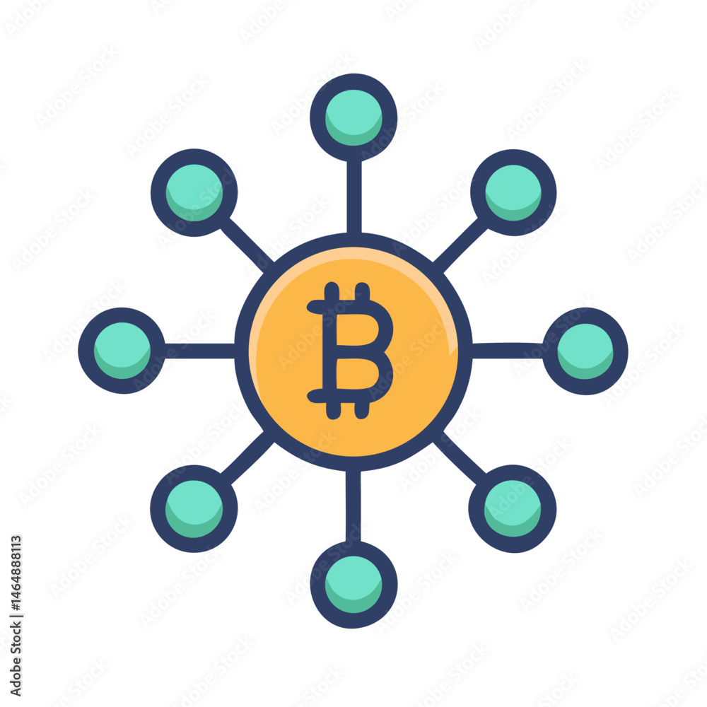 Bitcoin Network Cryptocurrency Blockchain Icon Design Bitcoin Network Cryptocurrency Blockchain Icon Design