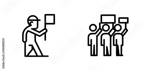 Vector illustration of a protestor holding a sign alongside a group of individuals raising their voices in solidarity