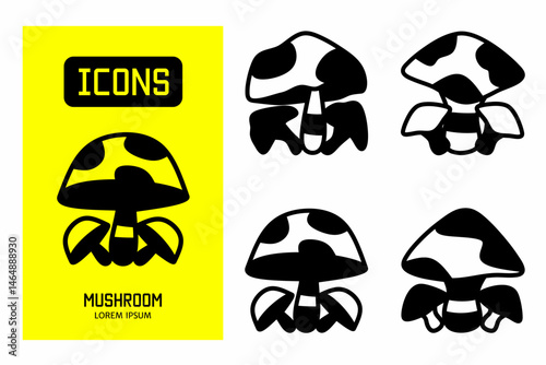 Mushroom icon. Collection vector illustration of icons for business. Black icon design.