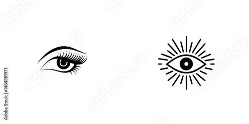 Vector illustration of an eye icon with decorative rays conveying vision and perception in a minimalist design