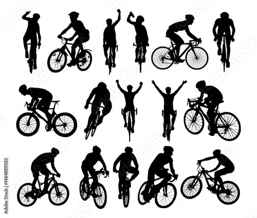 collection of cyclist vector silhouettes
