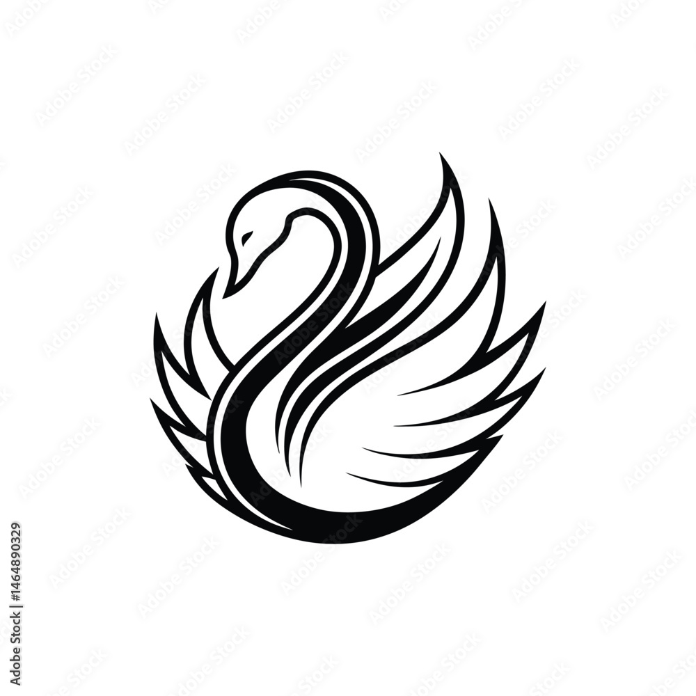 Fototapeta premium Elegant Line Art Swan Logo Vector Illustration
