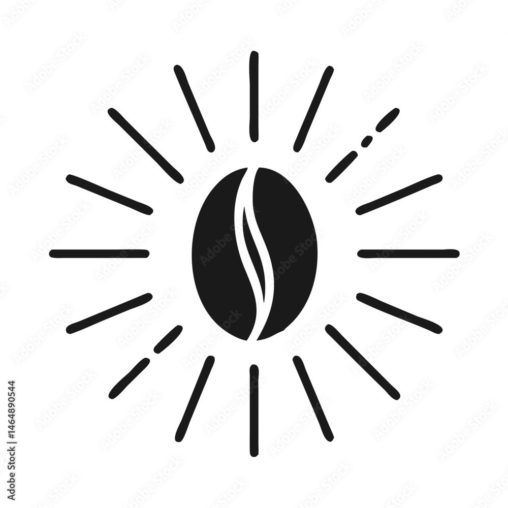 Fototapeta premium Coffee Bean with Rays Icon Design