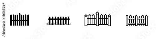 Vector illustration of various fence designs showcasing diversity in style and construction for outdoor settings
