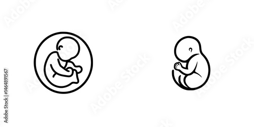 Vector illustration of two simplistic baby figures in sitting poses, showcasing different gestures and body language