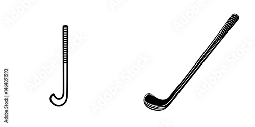 Vector illustration of two different types of sports equipment used in field hockey and golf