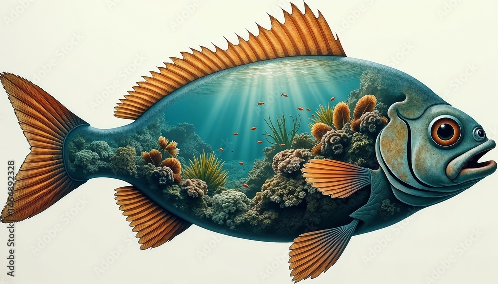 Colorful fish swimming through vibrant coral reef