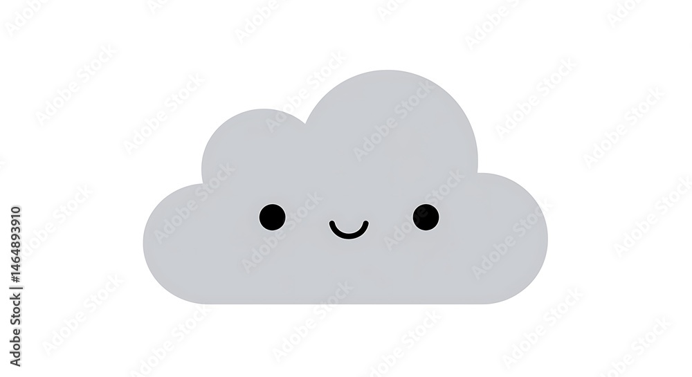 Smiling Cloud Icon on White Background Cheerful Graphic Smiling Cloud Icon on White Background Cheerful Graphic