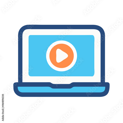 Laptop Video Streaming Icon Design