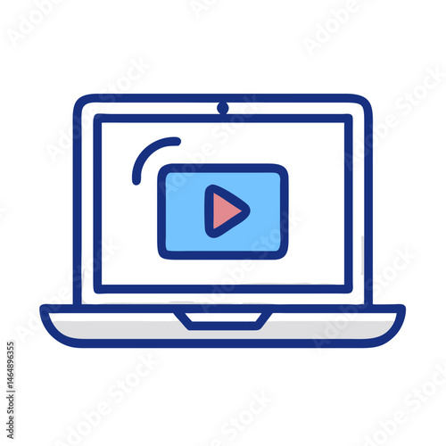 Laptop Video Streaming Icon Design