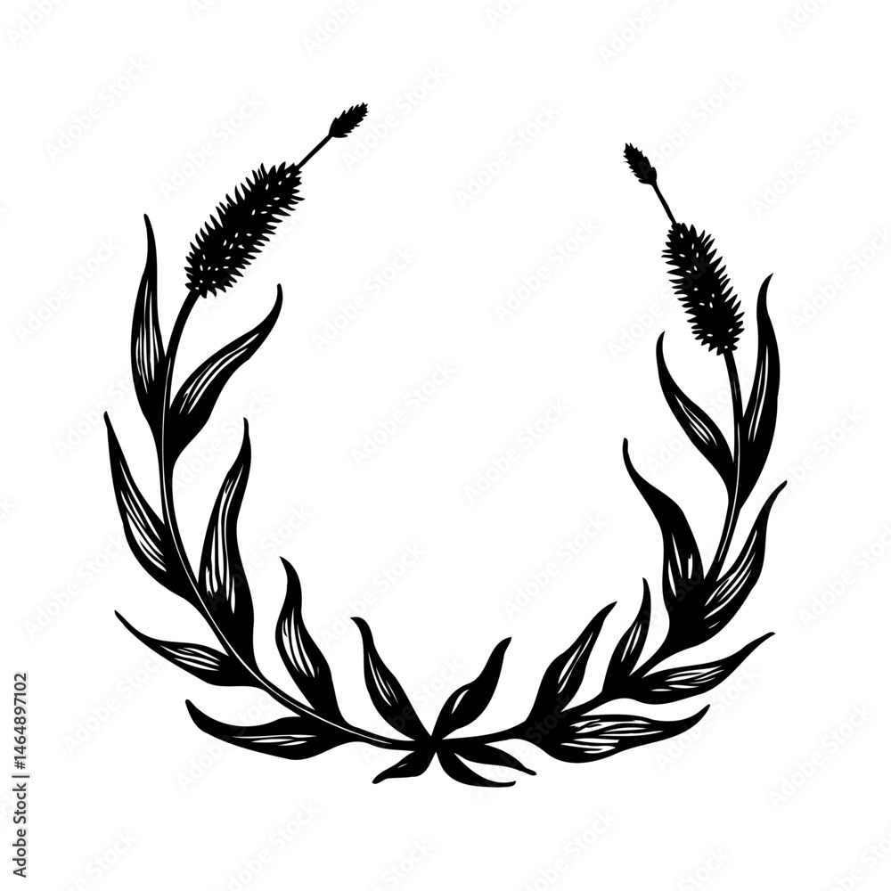 Elegant botanical vector frame with stylized floral elements and space for text