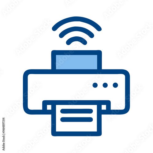 Network Printer Signal Connection Icon Design