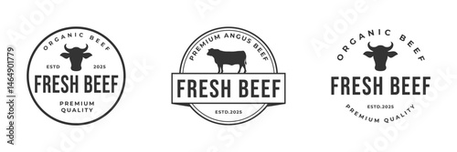 set of vintage fresh beef logo vector illustration badge design