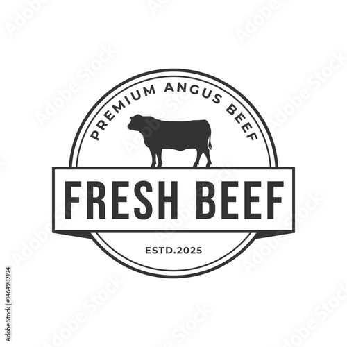 vintage fresh beef logo vector illustration badge design
