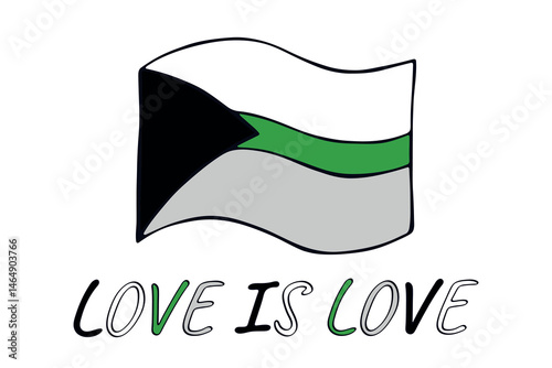 Colorful Demiromantic pride flag Happy pride day LGBTQ community Pride Month Vector hand drawn doodle for posters, stickers, logo, cards