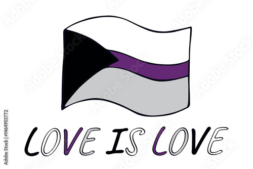 Colorful Demisexual pride flag Happy pride day LGBTQ community Pride Month Vector hand drawn doodle for posters, stickers, logo, cards