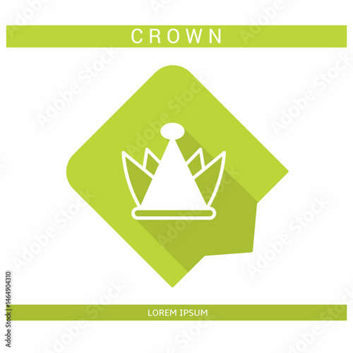 Design icon. Crown icon symbol in flat. Crown symbol design in flat with shadows. Stock vector.