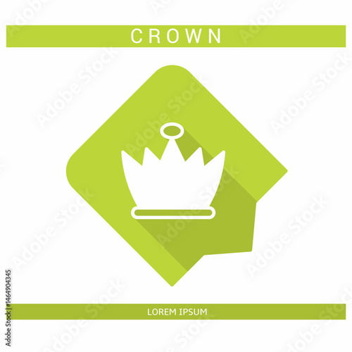 Design icon. Crown icon symbol in flat. Crown symbol design in flat with shadows. Stock vector.