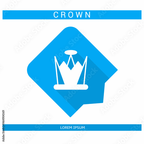 Design icon. Crown icon symbol in flat. Crown symbol design in flat with shadows. Stock vector.