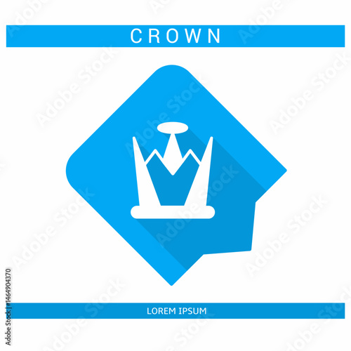 Design icon. Crown icon symbol in flat. Crown symbol design in flat with shadows. Stock vector.