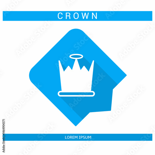 Design icon. Crown icon symbol in flat. Crown symbol design in flat with shadows. Stock vector.