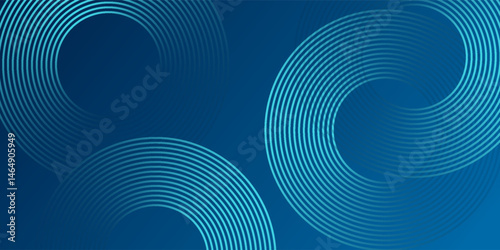Abstract blue glowing geometric lines on dark blue background. Modern shiny blue circle lines pattern. Futuristic technology concept. veector ilustration
