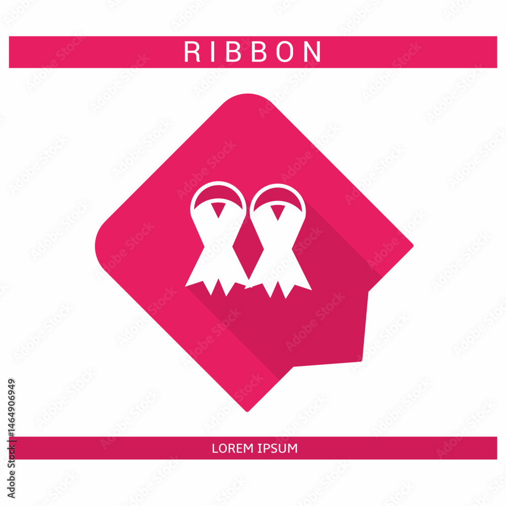 Obraz premium Design icon. Ribbon icon symbol in flat. Ribbon symbol design in flat with shadows. Stock vector.