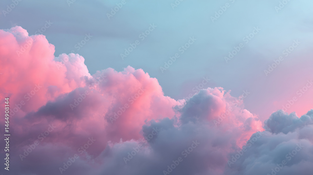 Obraz premium Pink cotton candy clouds saunter through a cerulean sky, evoking dreams and whimsy on National Day of Imagination