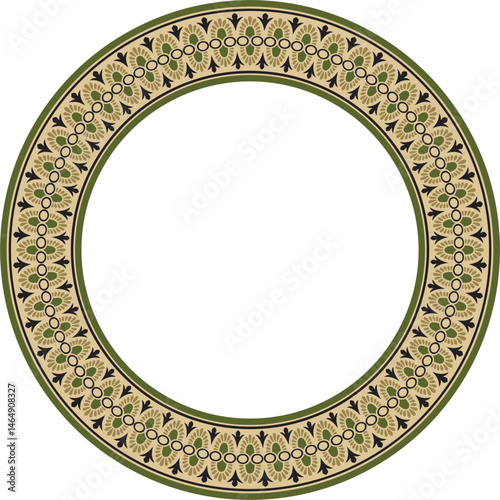 Classic Greek color round ornament. Vector pattern, circle of ancient Hellenes. European border - ring.
