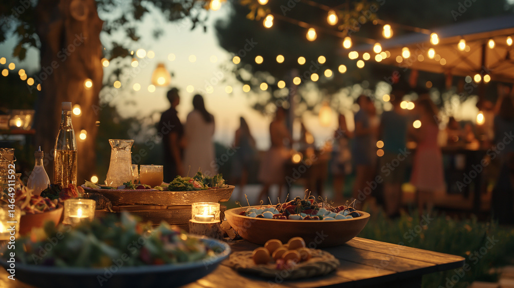 Outdoor party with picnic table Outdoor party with picnic table
