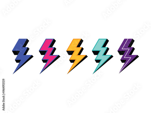 thunderbolts with texture for zine retro symbol icon design vector isolated transparent background