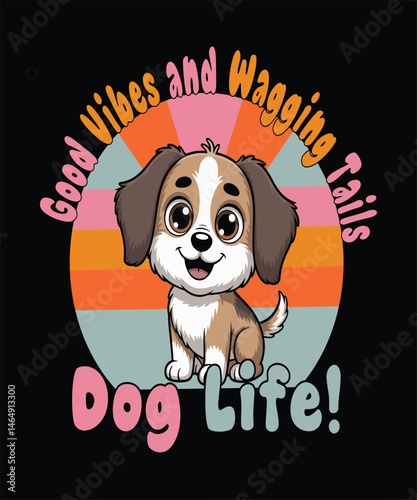 Dog Lover Fashion-Good Vibes groovy t -shirt Design