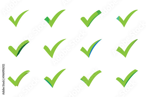Green check mark icon set. gold check mark, check mark box, check mark transparent, check mark blue, check mark circle. Check list button.