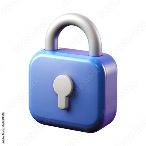 3D Render of a Blue Padlock Icon with Glowing Keyhole Security and Privacy Symbol