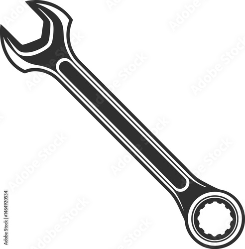 Black Silhouette Vector Illustration of Spanners ? Hand Tools Icon Set for Mechanical and Industrial Use