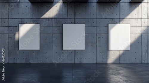 Empty gallery walls with sunlight