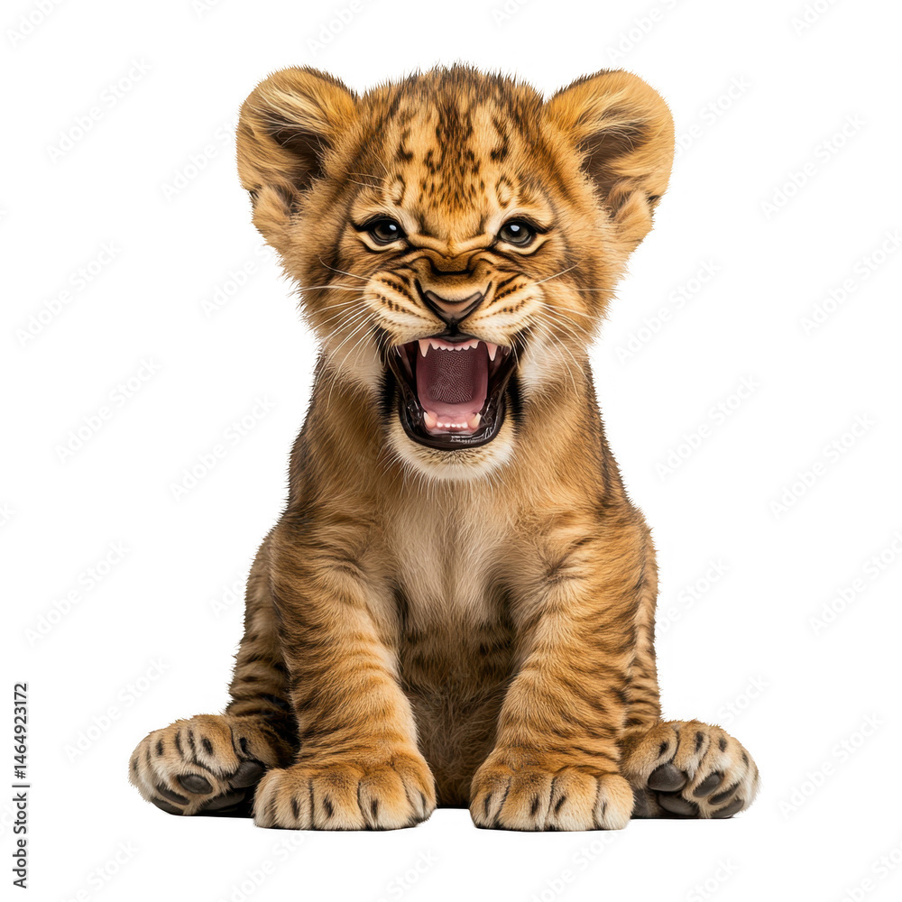 Fototapeta premium Cute Lion Cub Roaring