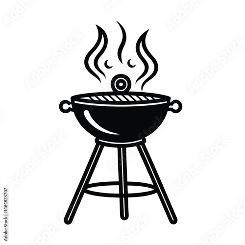 a grilling station three legged vector art silhouette