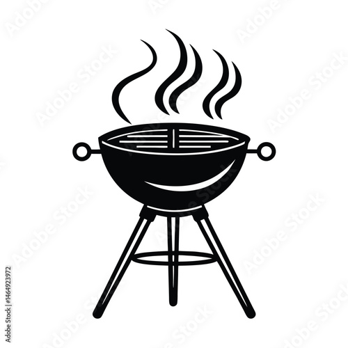 a grilling station three legged vector art silhouette