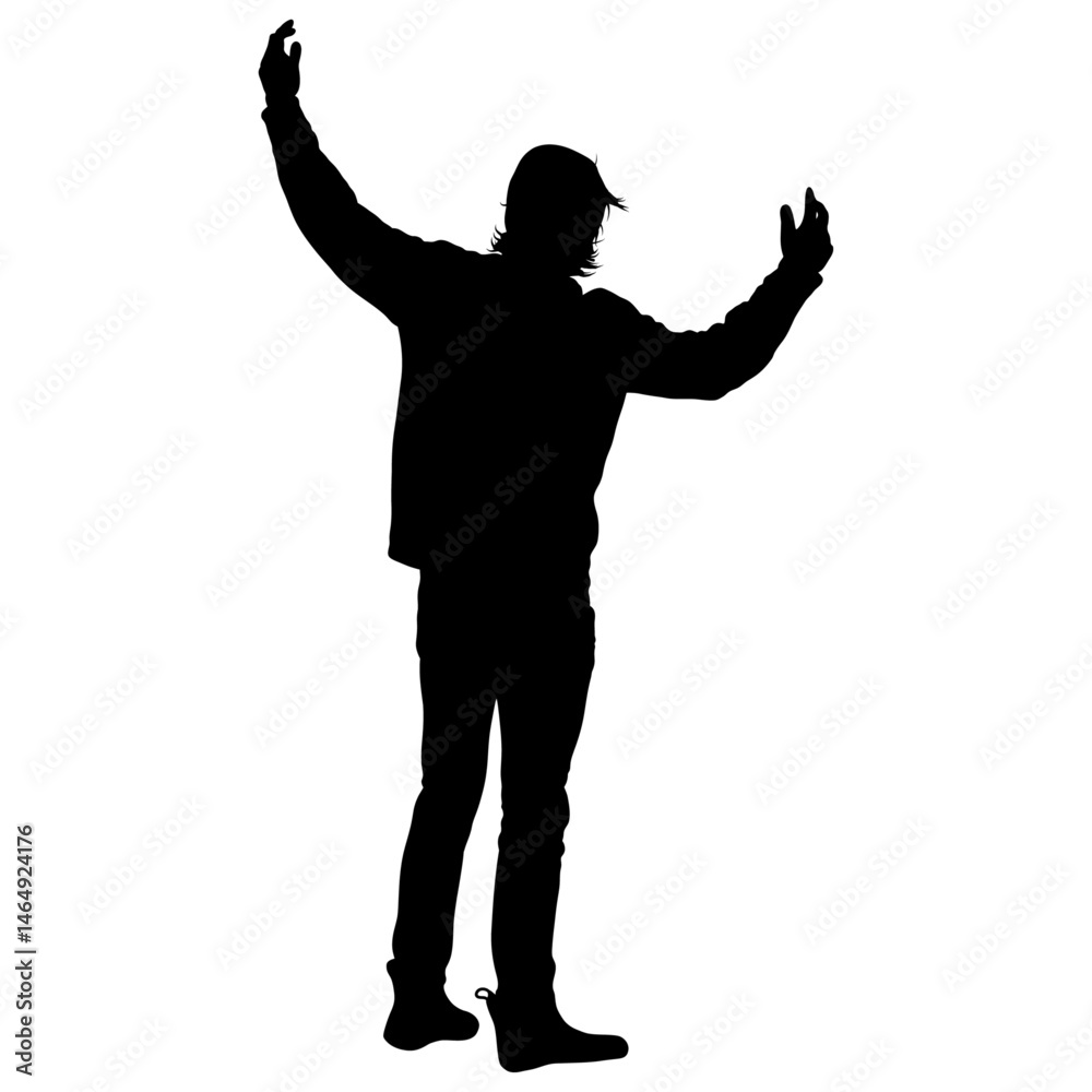 Silhouette of Man Raising Arms Silhouette of Man Raising Arms