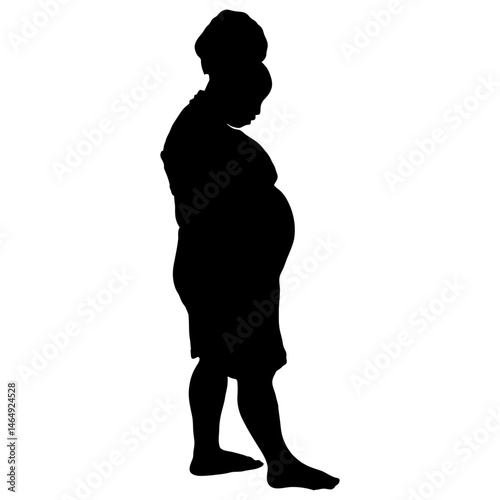 Side Profile Silhouette of Pregnant Woman Standing