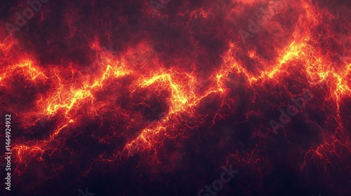 Bold red background with vibrant fiery glows and sweeping lines of movement creating a sense of intense action