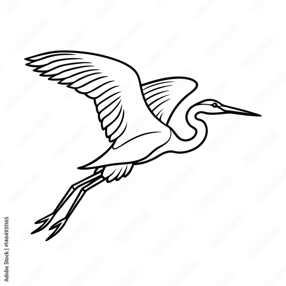 Obraz premium heron in flight line art vector