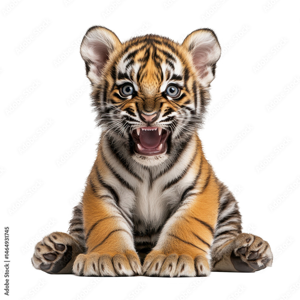 Fototapeta premium Cute Tiger Cub Roaring