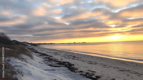Wallpaper Mural Stunning Sunrise Beach Landscape with Golden Sky and Sandy Shore Torontodigital.ca